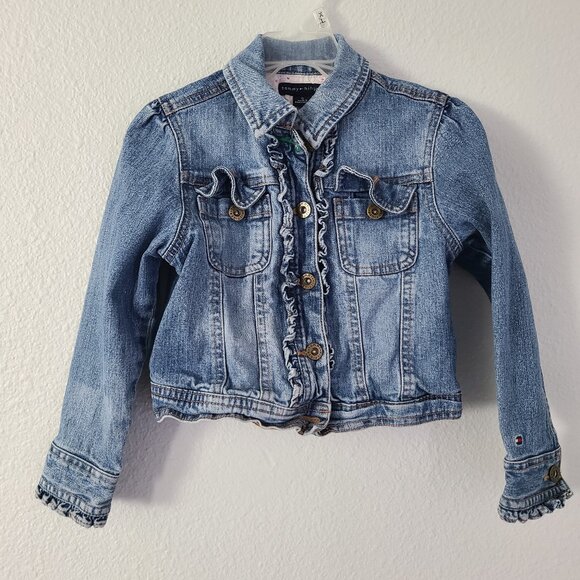 Tommy Hilfiger Other - Tommy Hilfiger girls blue jean denim button down jacket size 5